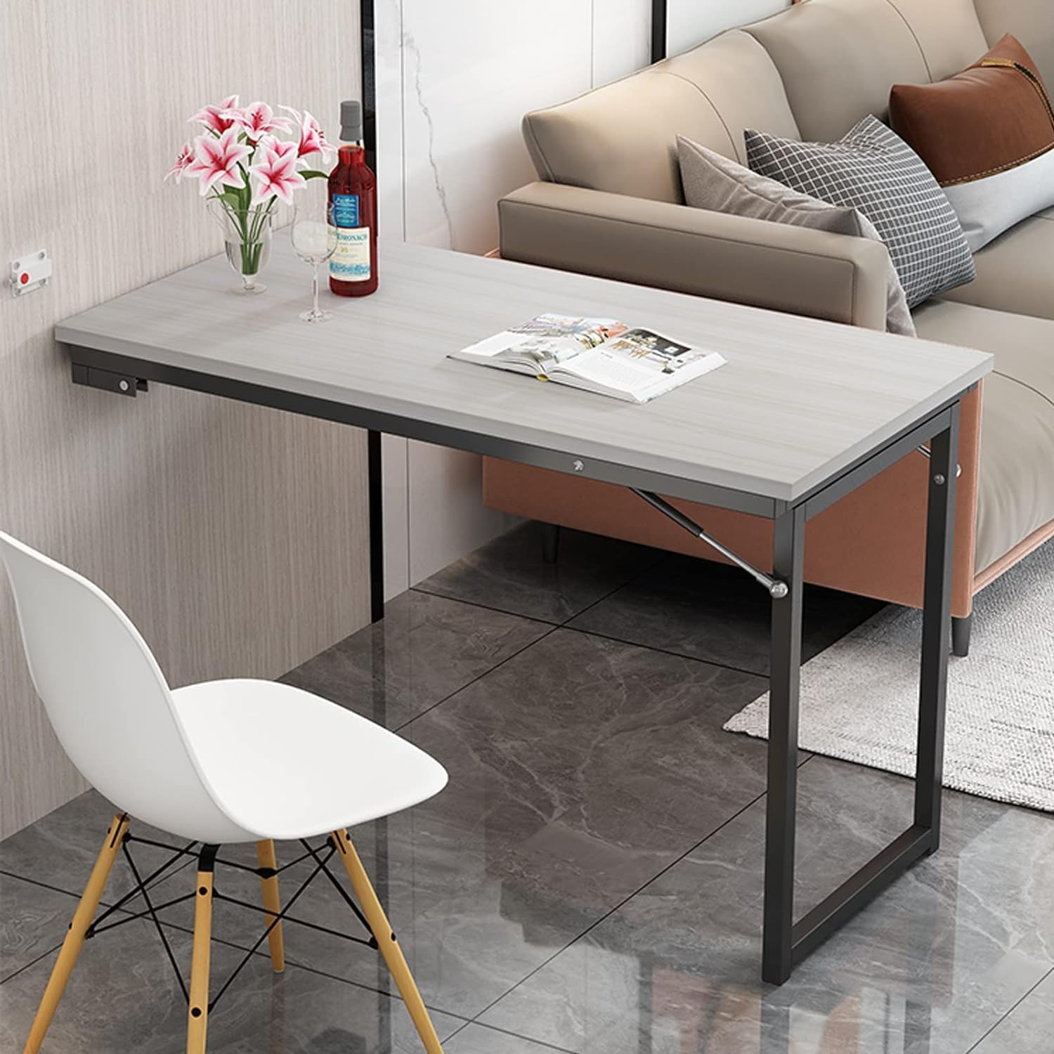 WQPMNYG Space-Saving Folding Wall-Mounted Table for Kitchen & Dining Easy to Fold Versatile Writing Desk Compact Design (A 90 * 50cm)