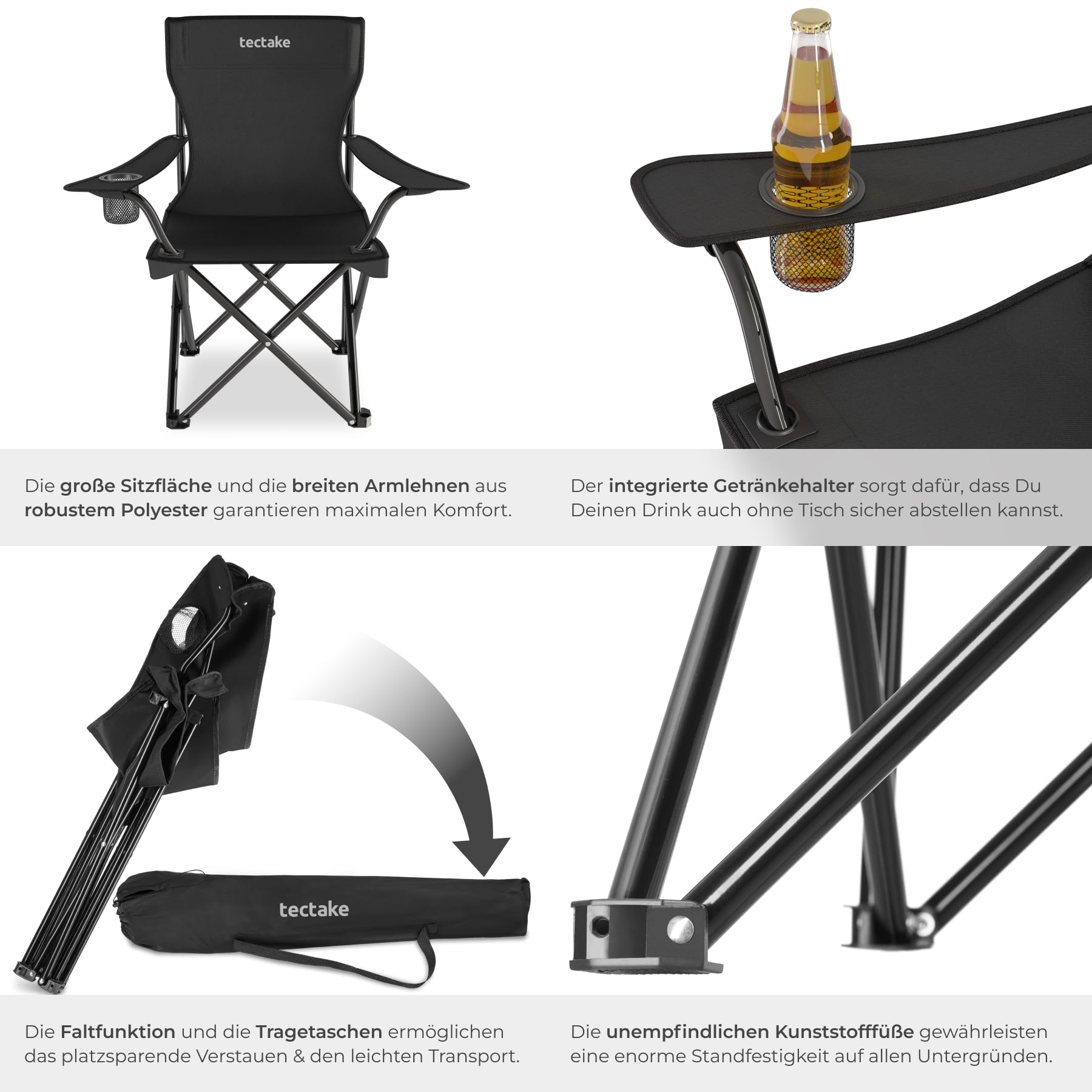 campingstuhl tectake tectake® 4er Set Camping Stühle, Klappstuhl, Angelstuhl faltbar, Stuhl mit Armlehne und Getränkehalter inkl. Tragetasche, bequemer Stuhl für Balkon, Gartenstuhl, Festival Zubehör Camping Individual Cog:18T Defqon.1 2026 - Travel biketype-electric