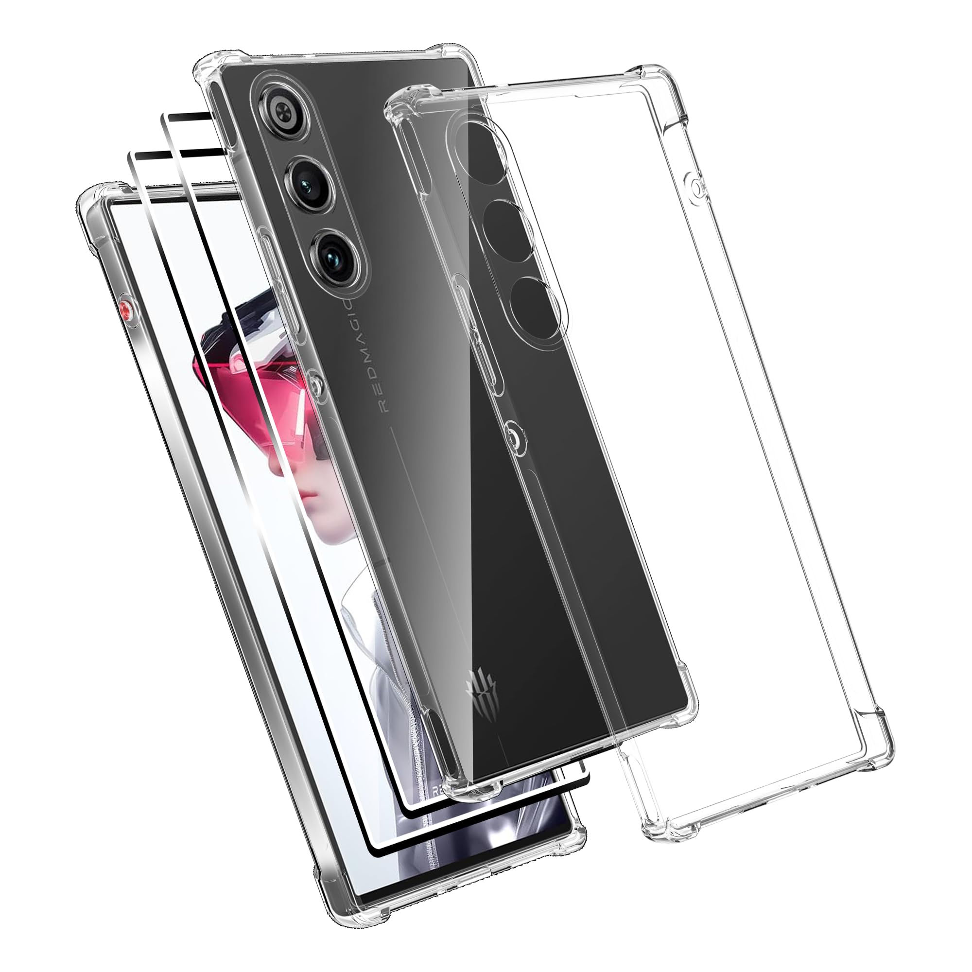 Foluu Coque Transparente Pour ZTE Nubia RedMagic 10 Air, Dos En PC Rigide Et Pare-Chocs En TPU Souple Coque De Protection Antichoc Fine Pour ZTE Nubia Red Magic 10 Air 2025