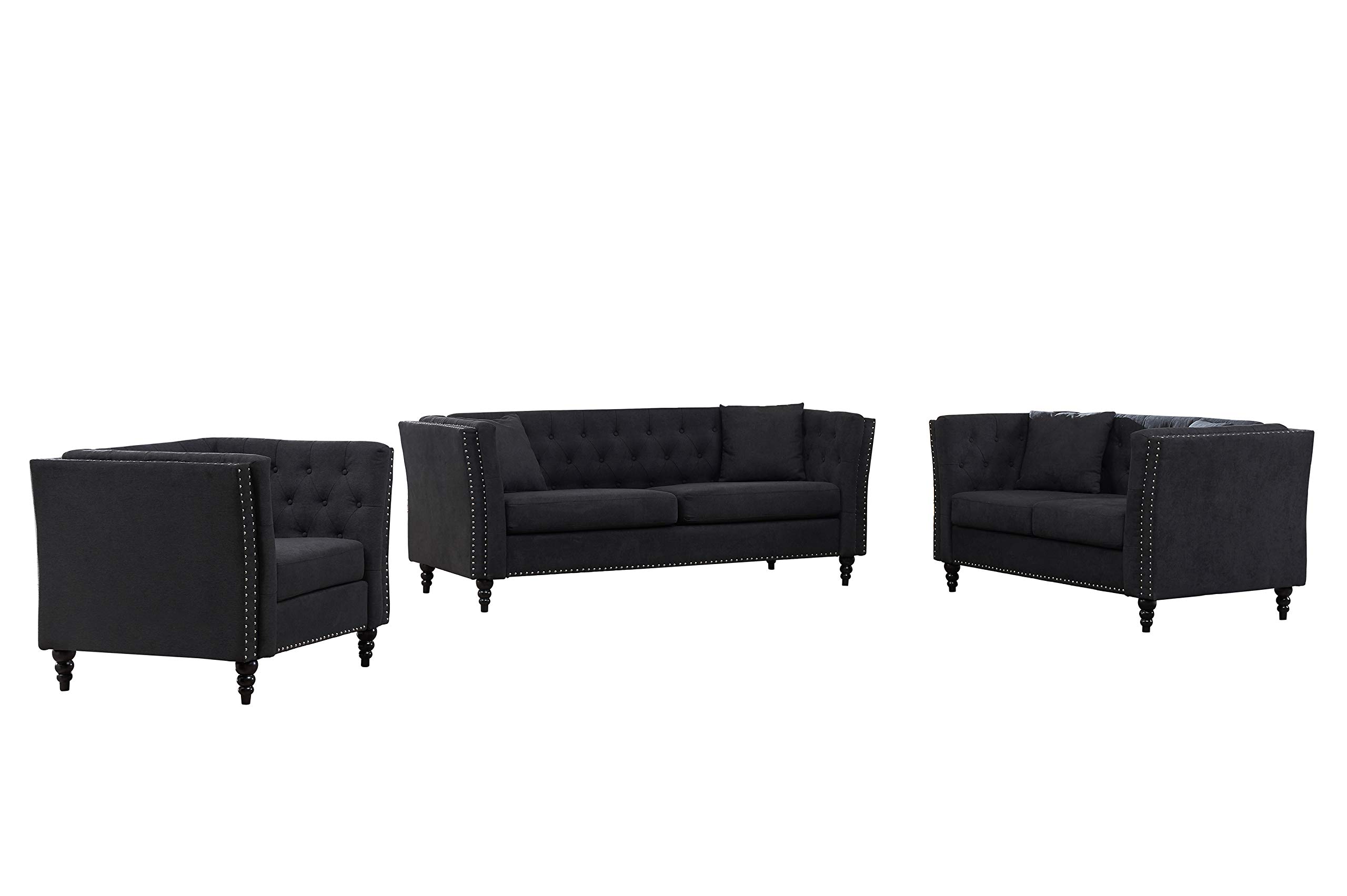 Amazon.com: Kingway 3 Pcs Living Room Fabric Couch 2 1 Seat Sofas