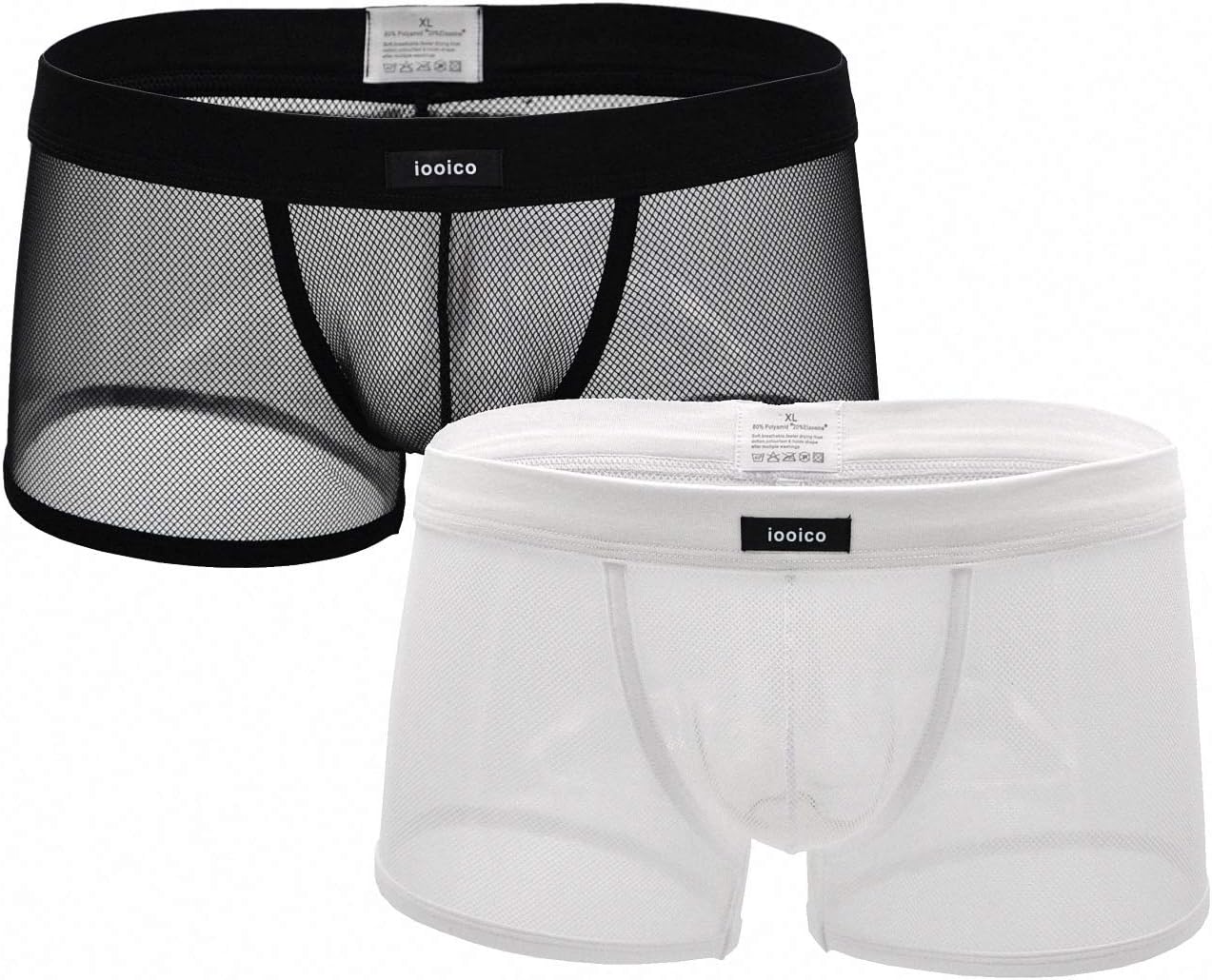 iooico Men's Boxer Briefs, Soft Mesh Underpants See-through Underwear