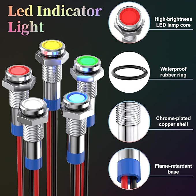 10 Luces Indicadoras LED 12V, Impermeables, para Auto Camión Barco miniatura 3