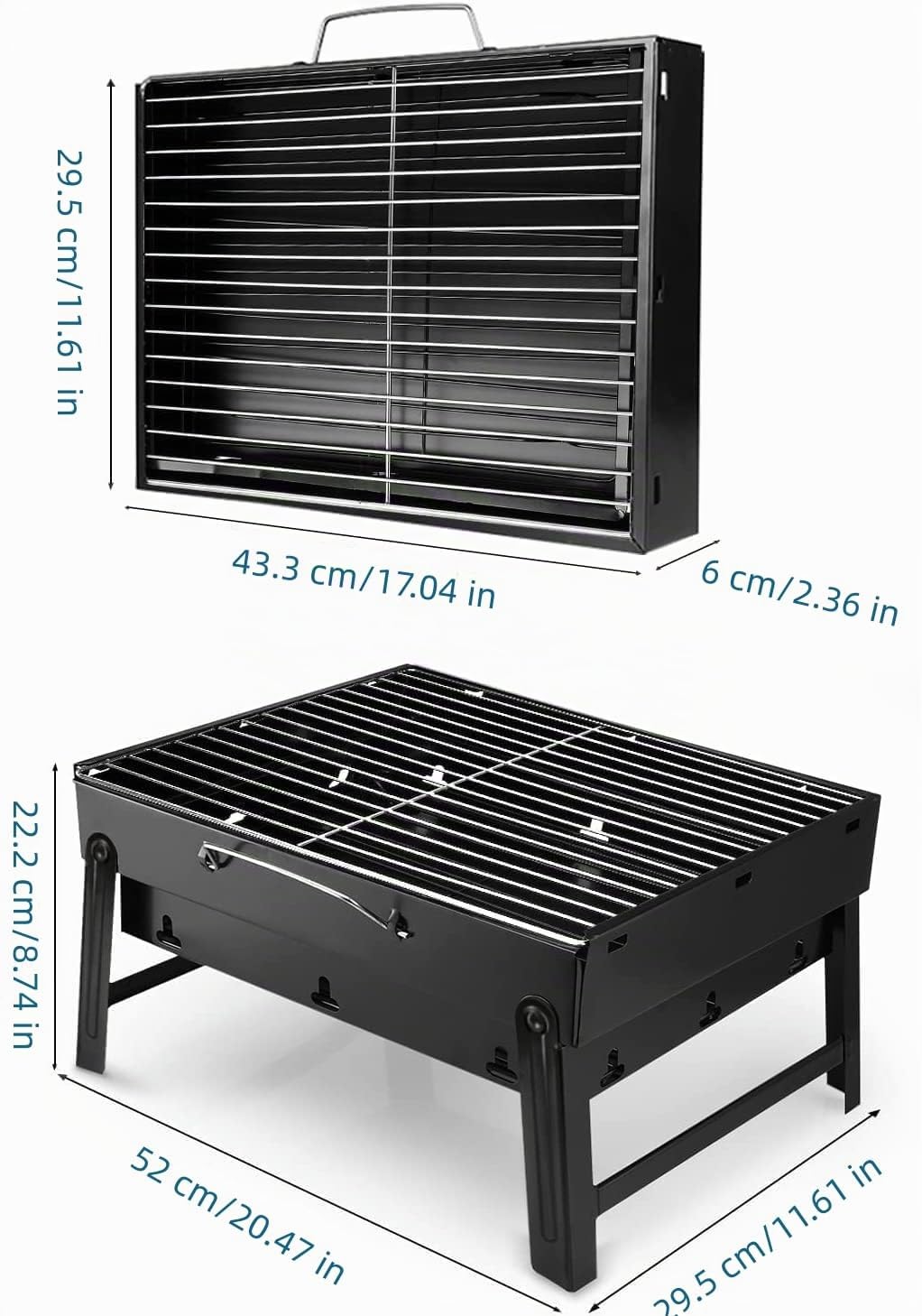 Uten Barbacoas Portátiles de Carbón, Parrilla de Acero Inoxidable para Ahumar y Acampar al Aire Libre, Char Broil BBQ Pit Grill (Mediano), Negro