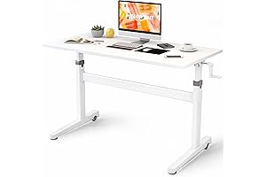 Manual Standing Desk Height-Adjustable 48 x 24 Inches Rolling Sit Stand Workstation