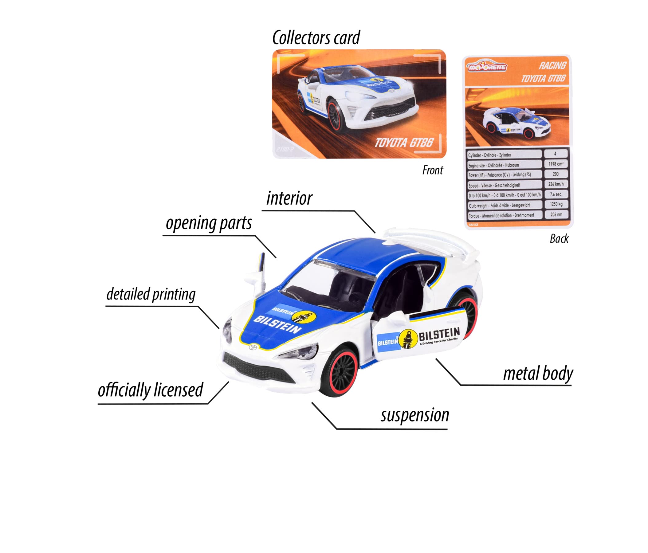 Majorette - Racing Cars - 1 des 18 Voitures Jouet aléatoires très détaillées échelle 1/64 (7,5 Majorette - Racing Cars - 1 des 18 Voitures Jouet aléatoires très détaillées échelle 1/64 (7,5