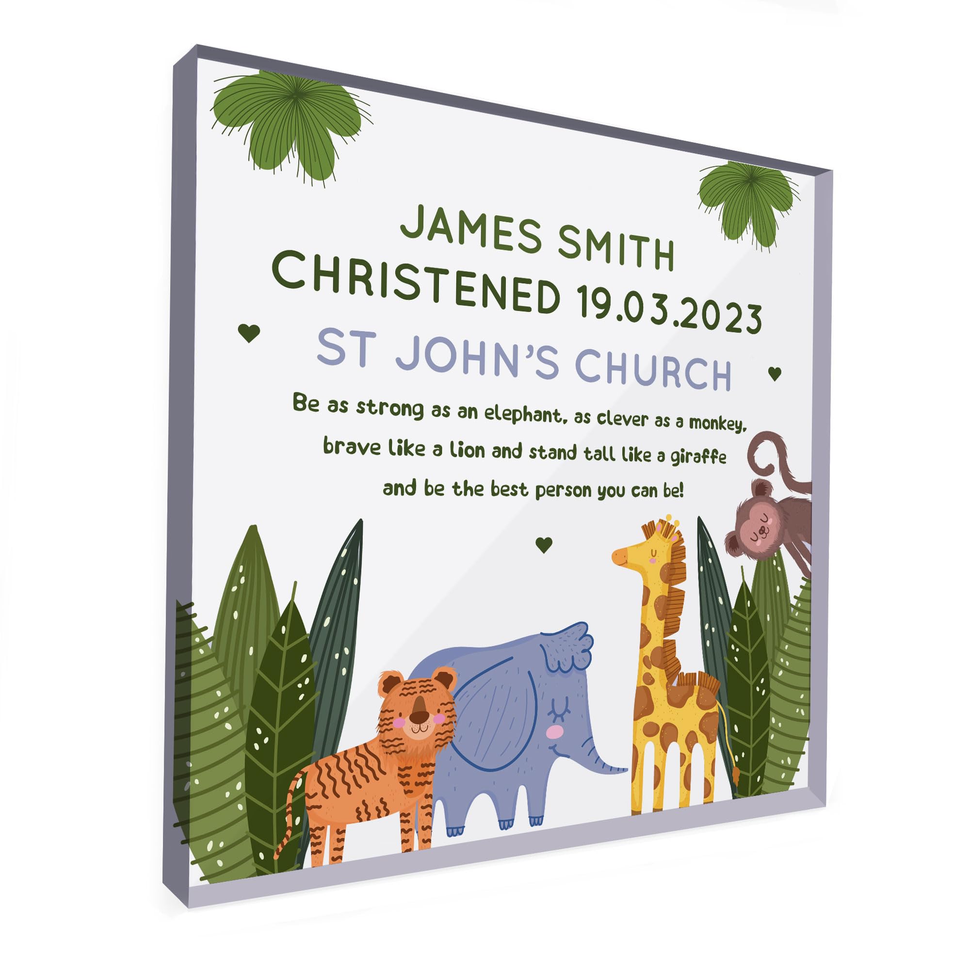 Red Ocean Personalised Christening Gifts For Son Baby Boy Godson Jungle Animal Design Baptism Gift Keepsake Present