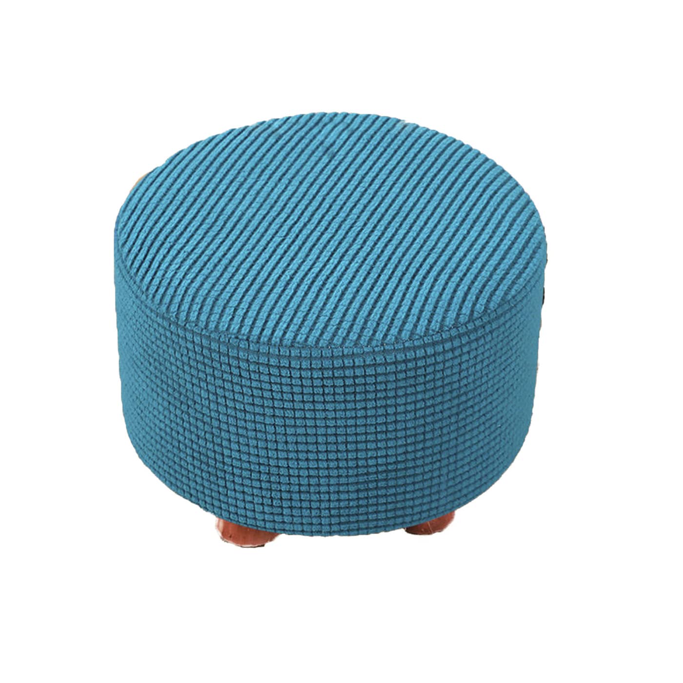 Guosi Round Ottoman Covers Stretch to Fit Slipcover Cover Small for Foot Stool Folding Storage Stool Furniture Protector Form Fit with Elastic Bottom D28CM H17CM-blue??