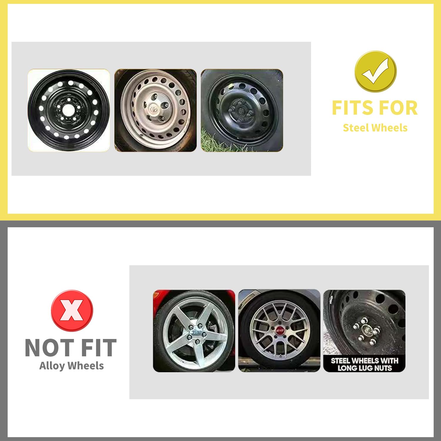 TangMiGe Copricerchi universali per ruote da 15", set da 4 pezzi, copricerchi (nero, 15 pollici)