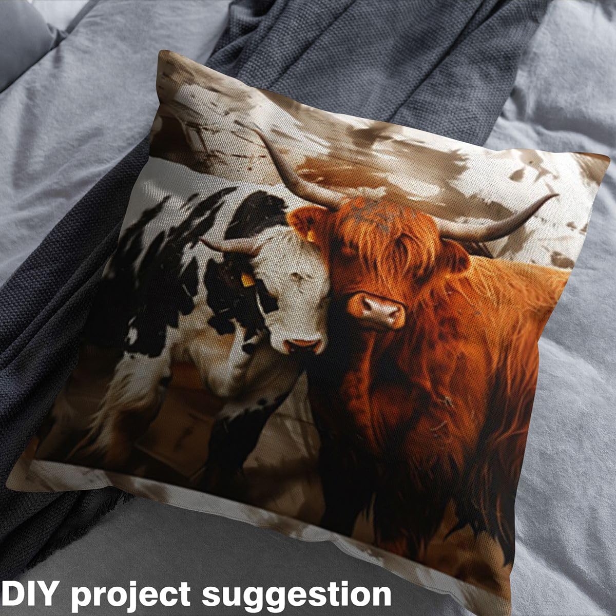 Homemissing Highland Cow Tessuto 920x150cm Highland Cattle Tessuti per sedie Cute Waterproof Decor all'aperto per progetti artigianali di cucitura fai da te