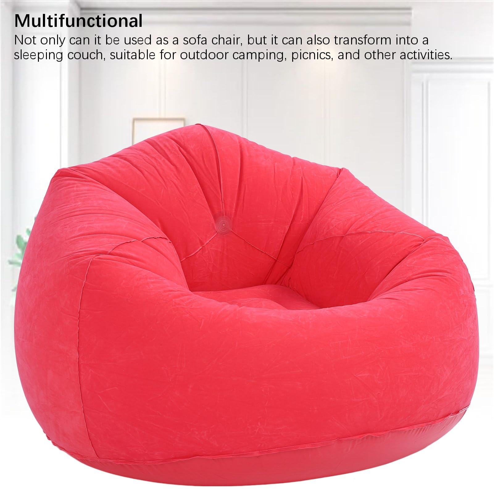 Inflatable Lounge Chair, 80kg Load Portable Blow Up Sofa Lazy Couch, 29.53x29.53x17.72inch Inflated Size - Image 3