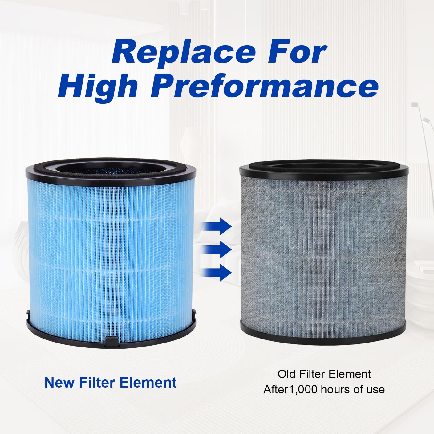 AP1001 Filtro de repuesto compatible con purificador de aire AIRTOK AP1001 - Sistema de limpieza de 5 capas H13 True HEPA Filter, 2 unidades