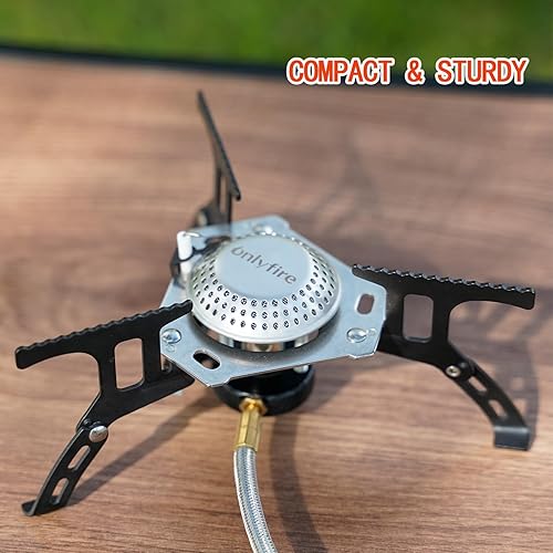Miniatura 8 de ONLYFIRE GS333 - Estufa de gas portátil para camping, estufa de campamento de mochileros con encendido piezoeléctrico, adaptador de propano de 1