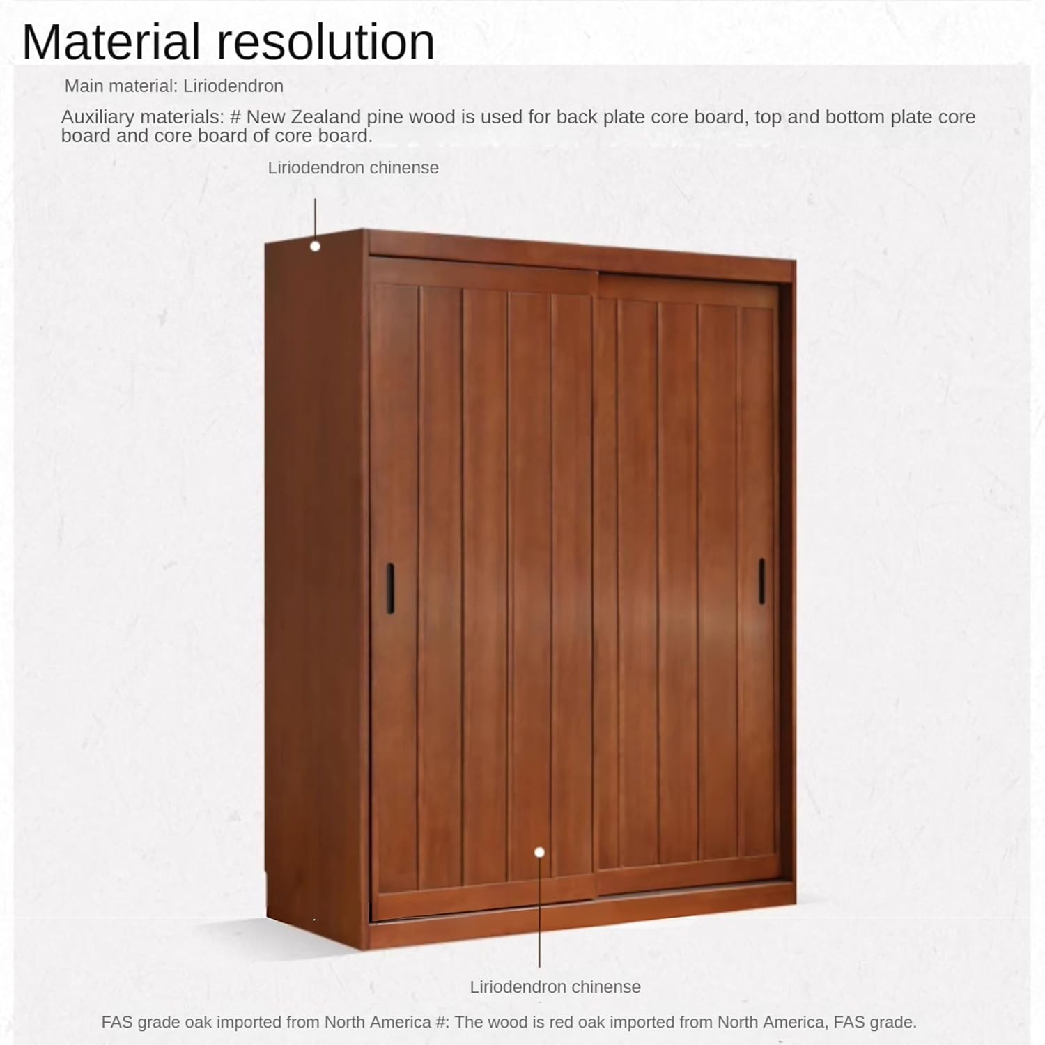 GVAwood Poplar Solid Wood Wardrobe Retro Sliding Door Wardrobe. 24.4x4.7x78.7 inch / 62x12x200 cm/Teak Color/Left Side Cabinet
