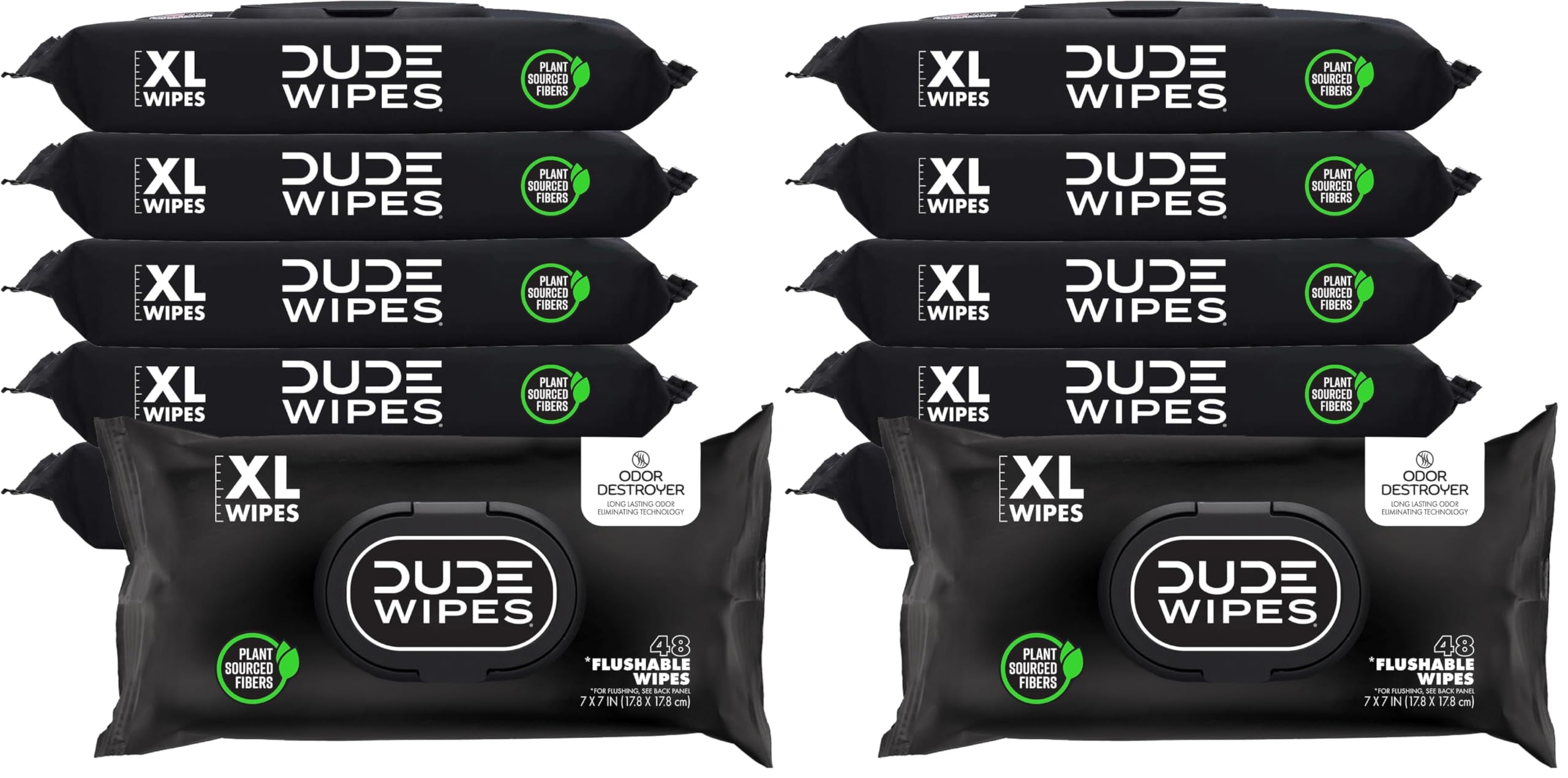 DUDE Wipes Odor Destroyer Flushable Wipes Extra-Large Adult Wet-Wipes Sea Salt Mineral Scent, 48 Count (Pack of 12) - main product image