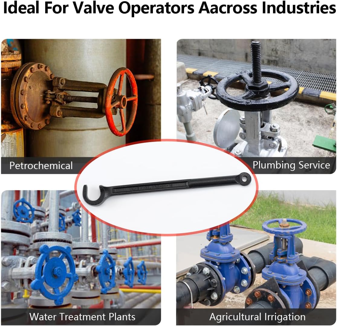 15 Inch Valve Wheel Wrench with 1" Single Jaw Opening, Heavy-Duty Forged Alloy Steel - Essential for Water Plant/Oil Refinery Pipeline Valve Smooth Operation