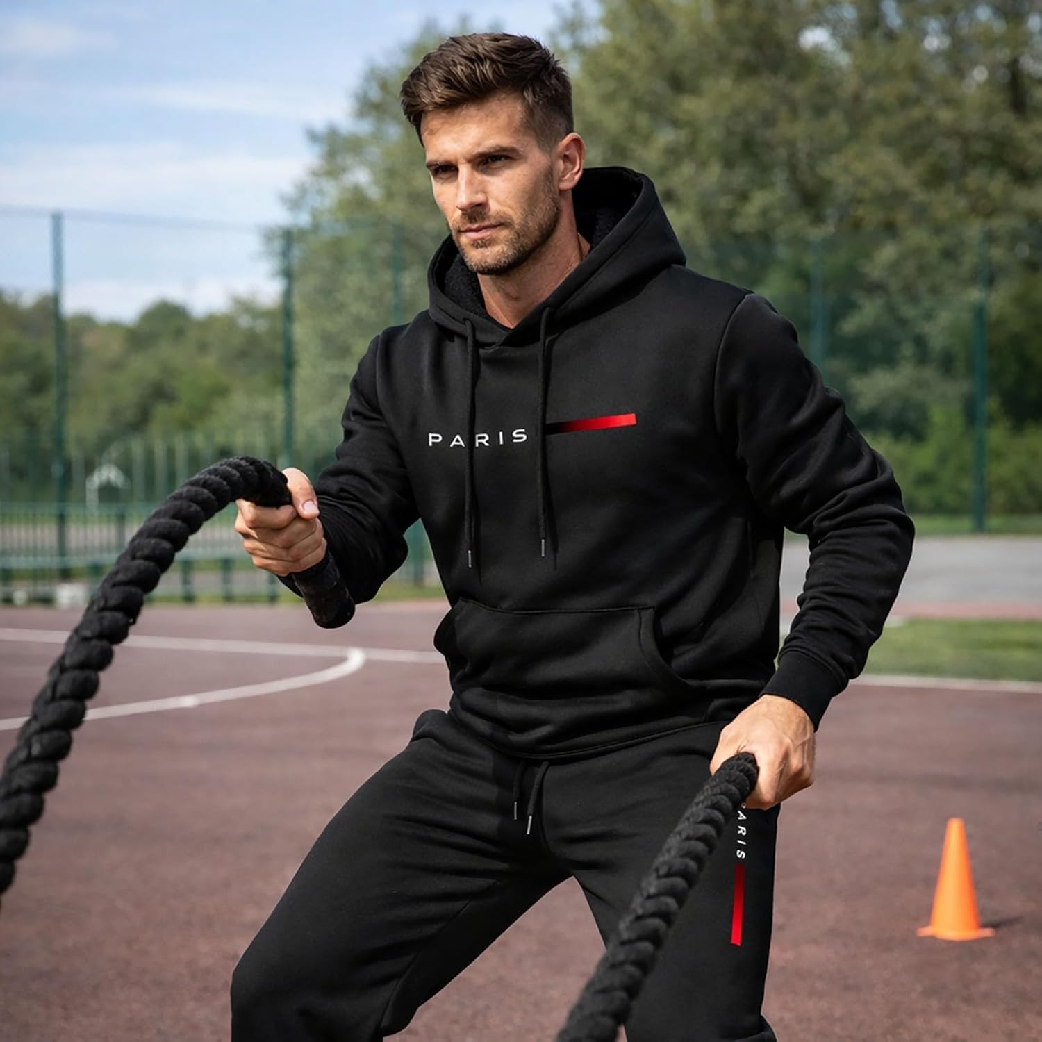 Track Suits Mens Sweatsuit 2 Piece Set, Sweatpants Sets Trendy Jogging Workout Swea... - Image 2