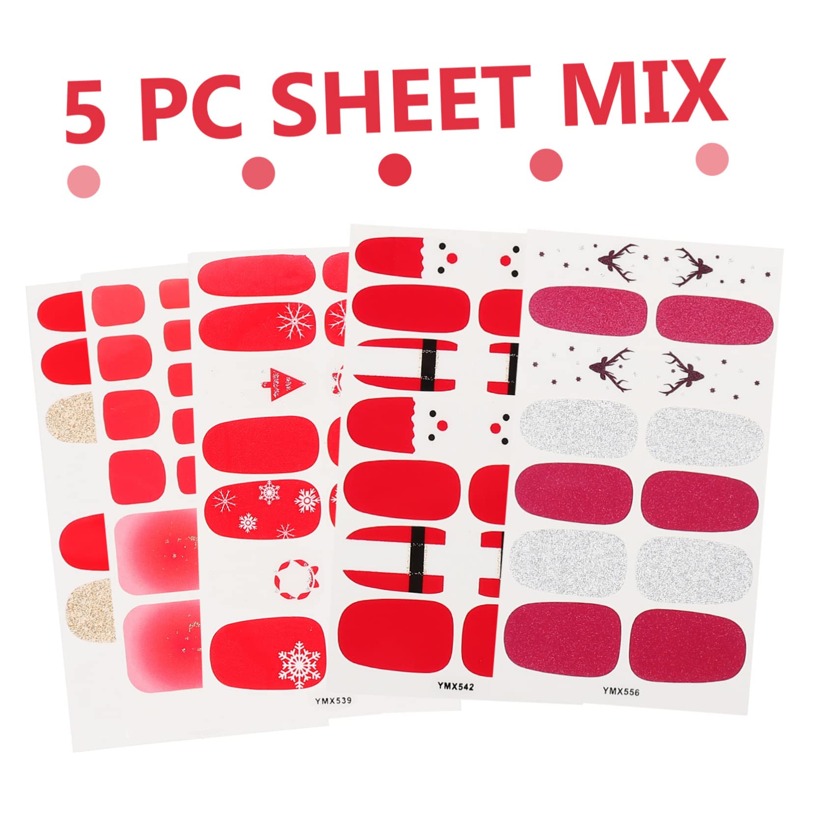 Healvian 5 Set Adesivi Unghie Natalizi Nail Wraps Artificiale Per Donne Design Per Facile Applicare E Personalizzare Per Domestico E 5 Fogli*5