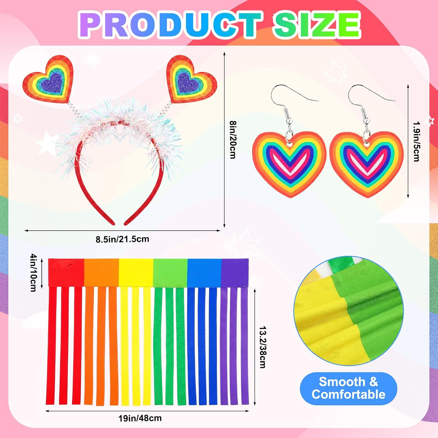 Twistover 6 Pcs Rainbow Women's Costume Set Include Rainbow Tutu Skirt Halter Top Leg Warmers Headband Earrings and Tassel Arm Warmers Lgbtq Gay Pride Parade Accessories Clown Outfit