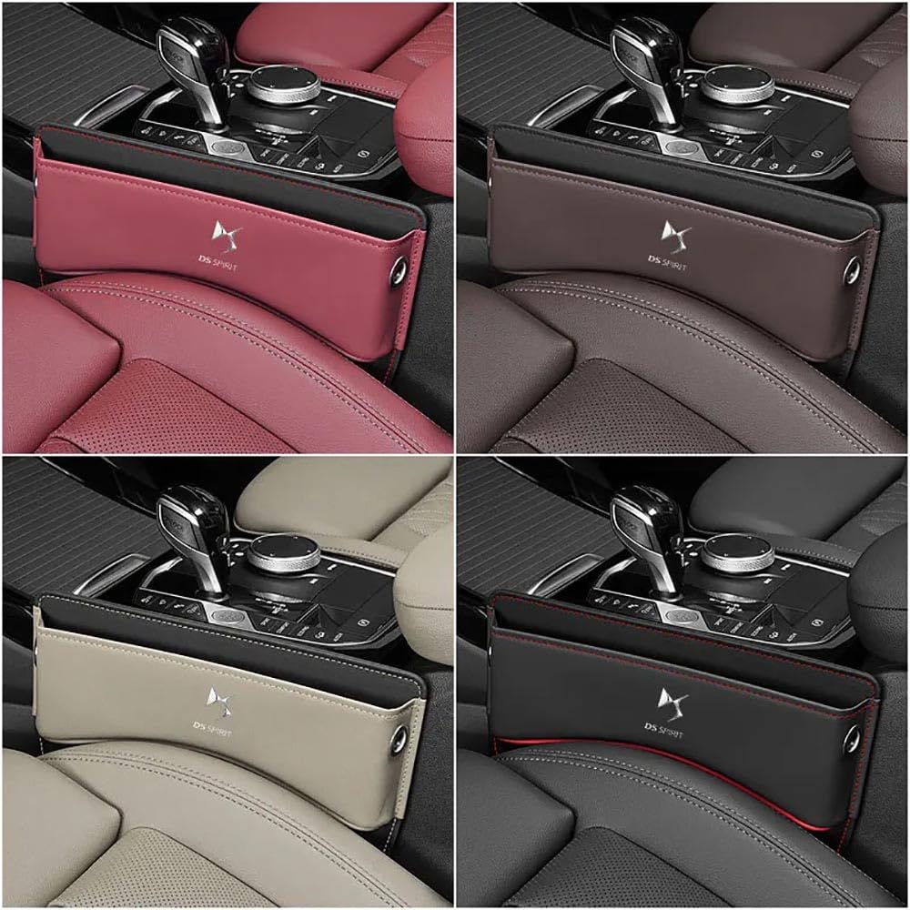 BayDe Auto Seat Pelle Gap Filler Scatola,per Citroen DS Spirit DS3 DS4 DS4S DS5 5LS DS6 DS7 DS Seat Storage Organizer Box multifunzionali Tasca Interior Accessories,A/Black