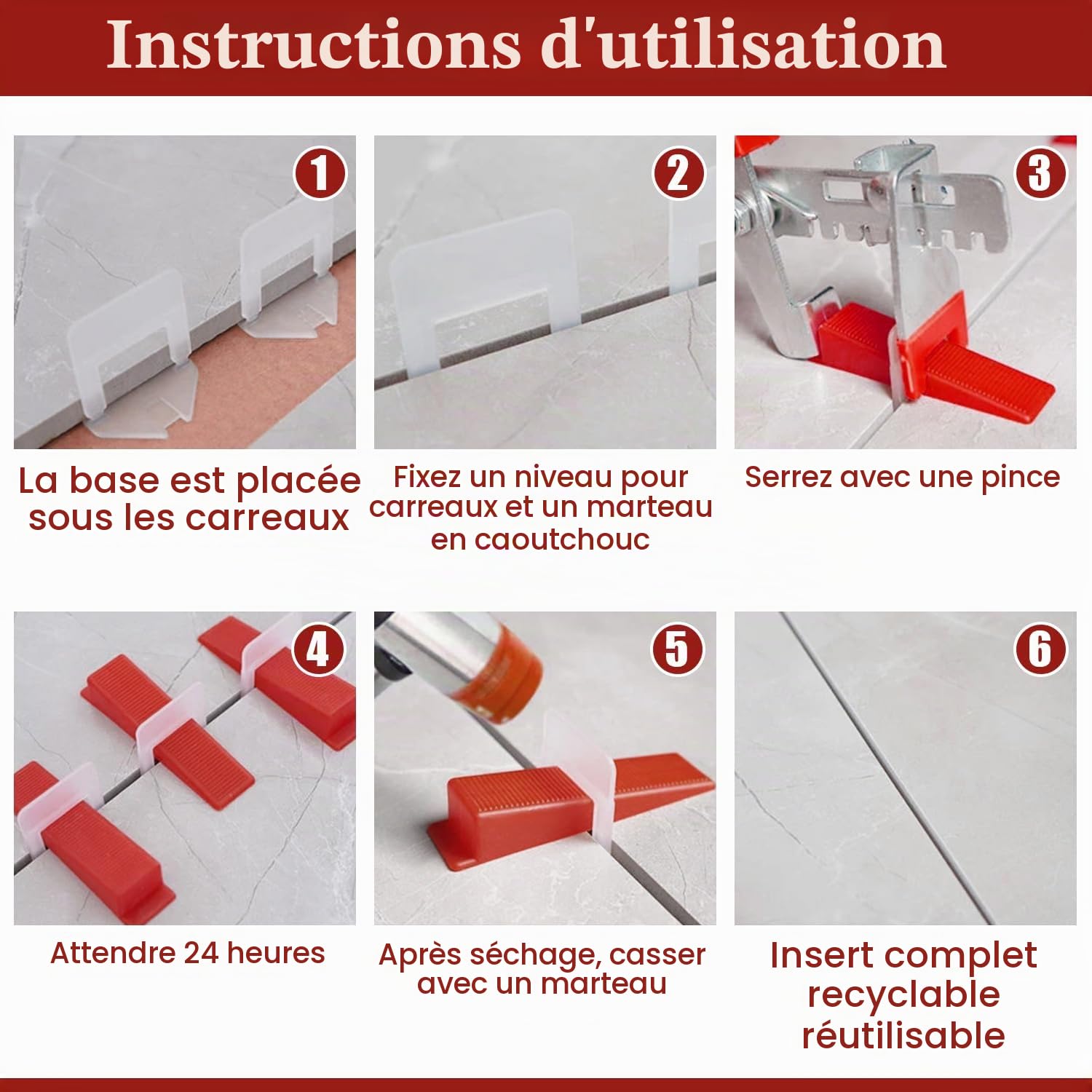 Kit de Nivellement Carrelage - 601 Pièces Croisillon Autonivelant avec Cales 1mm et Pince d'Insertion Pour la Pose de Carreaux Sol et Mur
