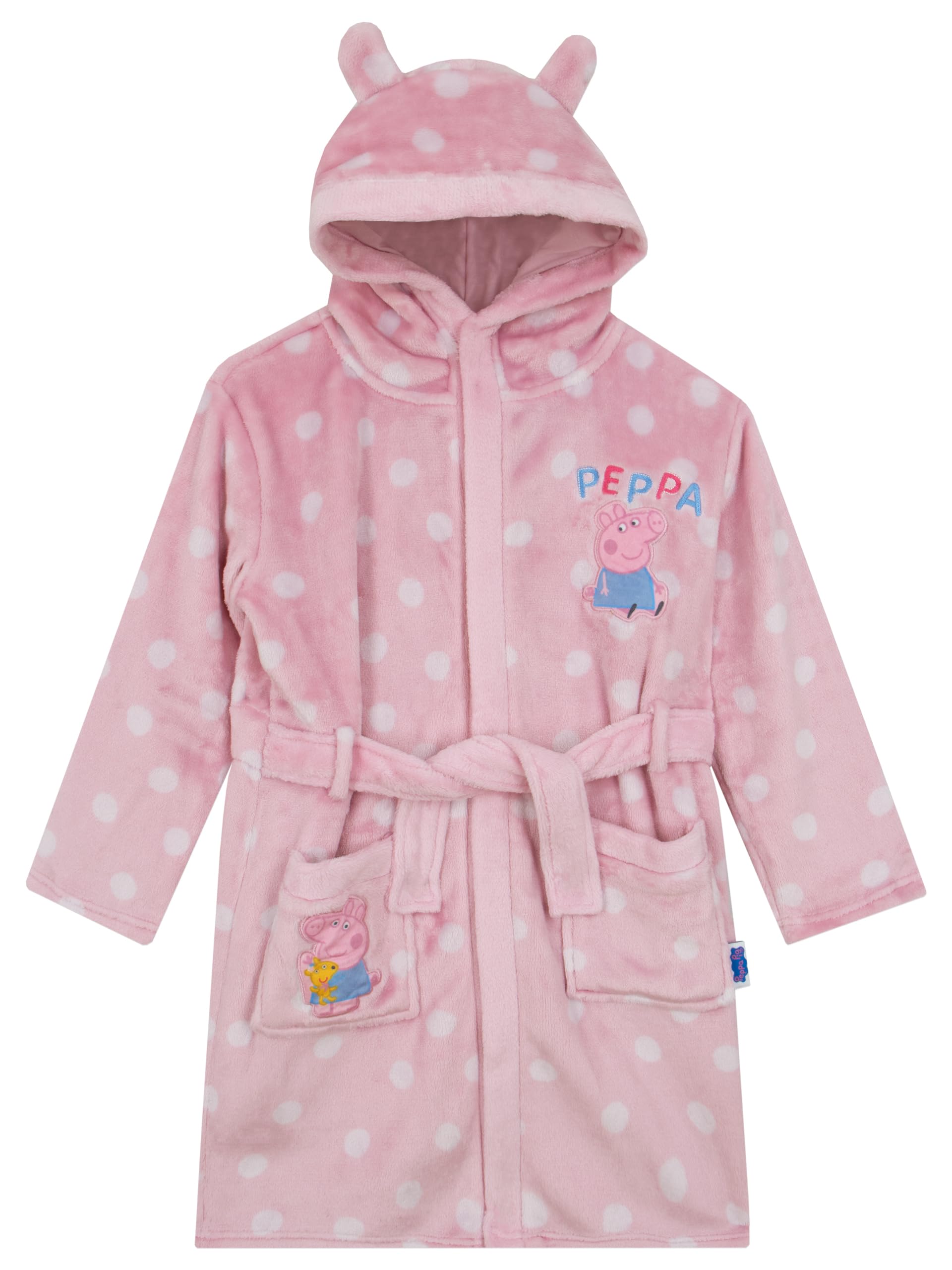 Peppa Pig Bata Polar Esponjoso Albornoz Baño Niña | Albornoz De Niña Con Capucha Y Orejas 3D | Rosa | 18-24 Meses