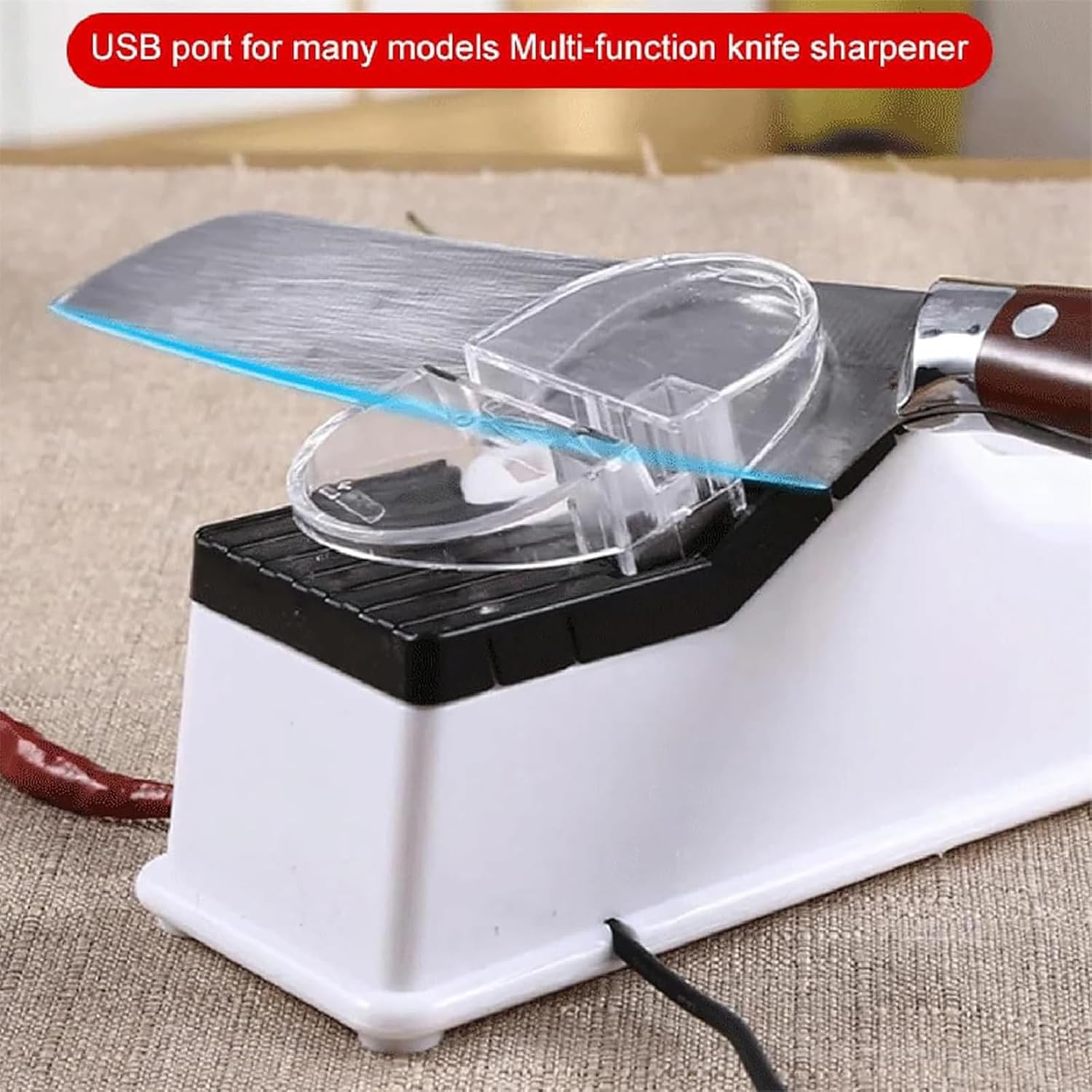 Electric Knife Sharpener, Knife Sharpener Electric, Professional Electric Knife Sharpeners for Kitchen Knives, 3s Fast Sharpening, Stable Non-slip Base (1pcs)