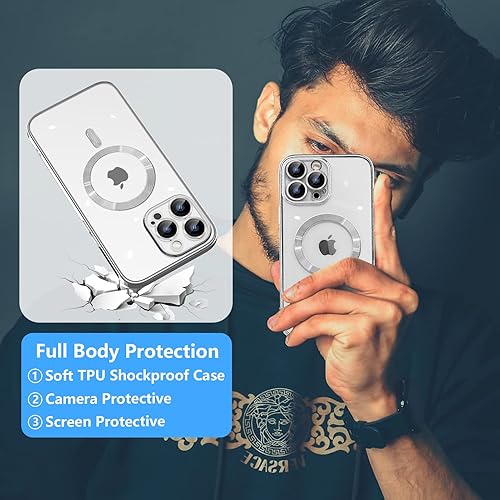 Miniatura 6 de DINGKUAKE Magsafe - Funda para iPhone 14 Pro, funda magnética transparente para teléfono con protector de pantalla y cubierta de cámara, funda