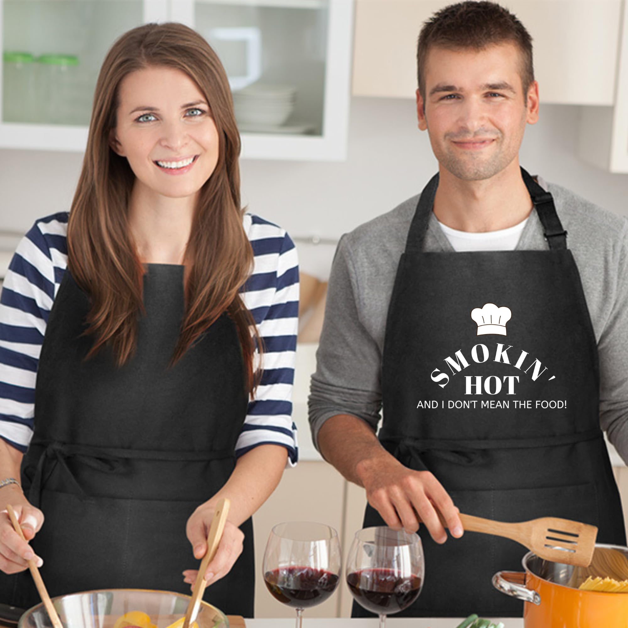 Smokin Hot and I Dont Mean the Food Delantales para hombres, divertido delantal impreso, regalo para ella, delantal de chef, delantal de cocina, delantal de barbacoa, regalo para hornear, regalo del