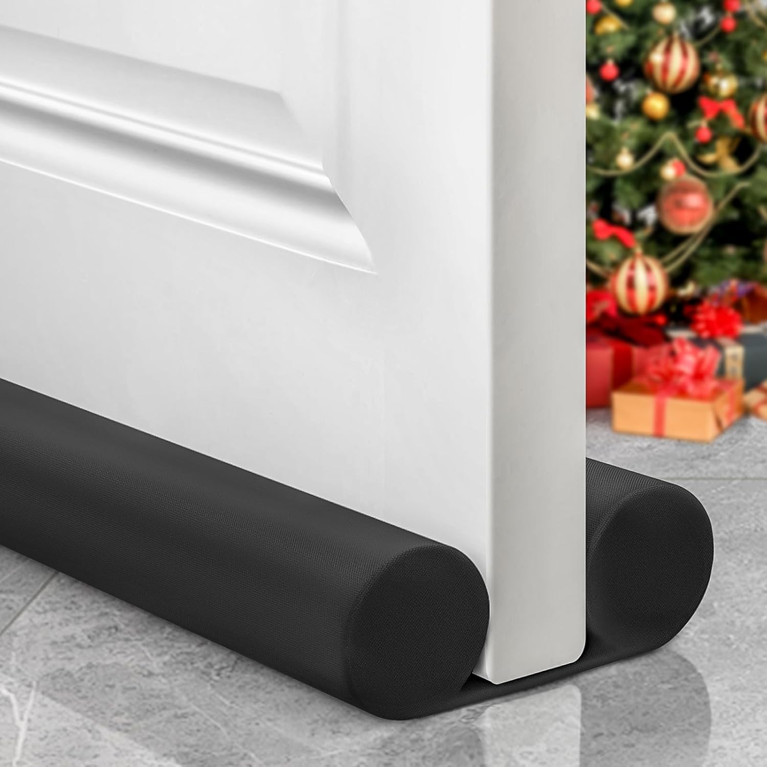 ‌OSAMEDA Door Draft Stopper – 36 Inch Adjustable Under Door Sweep, Noise Blocker & Gap Filler for Bottom of Doors, Blocks Draft & Breeze for Improved Insulation, Black