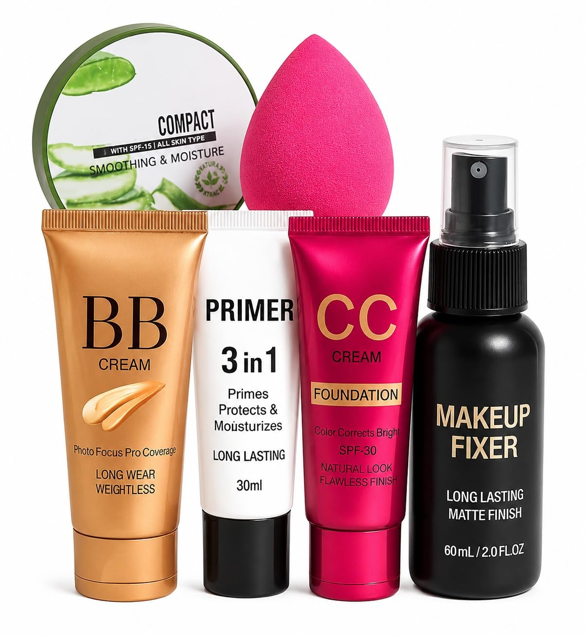 Makeup Combo Kit with BB Cream, CC Cream SPF 30, 3-in-1 Primer, Makeup Fixer, Matte Finish, Long Lasting, Flawless Look-picture-29