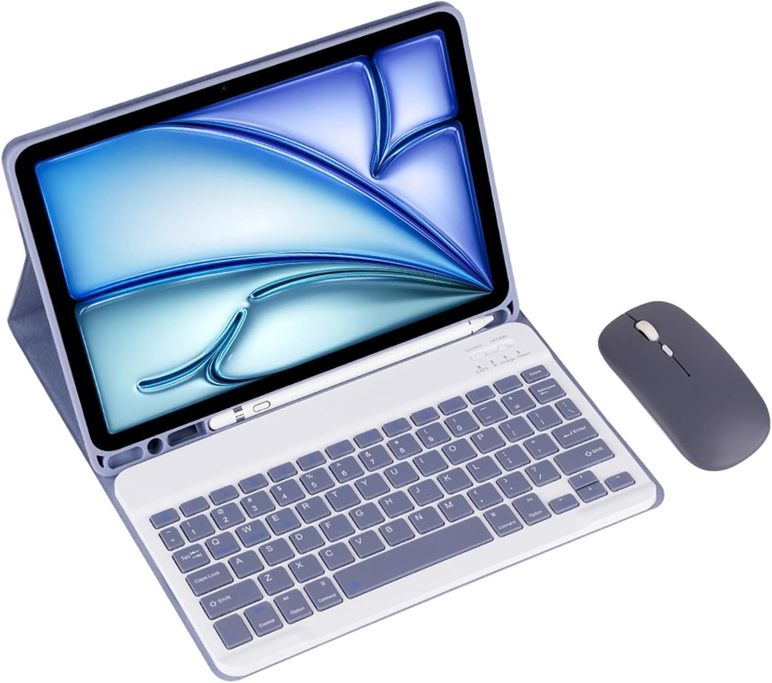 Magnetic Wireless Bluetooth Keyboard Case for iPad mini 6/Mini 7 8.3-inch- Detachable Keyboard & Mouse Combo with Leather Cover & Pencil Holder (Purple,Normal and Mouse)
