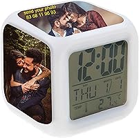 Plastic Personalized/Customized Photo Print Digital Alarm Clock, Glowing Led, Color Change Digital Alarm Clock, Imprint...