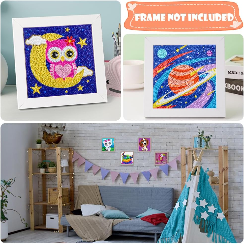 5D Diamond Art Kits for Kids Beginners Easy Kits Arts and Crafts for Kids Ages 8-12 Diamond Art Craft Set for Home Wall Decor (6 Pack L)