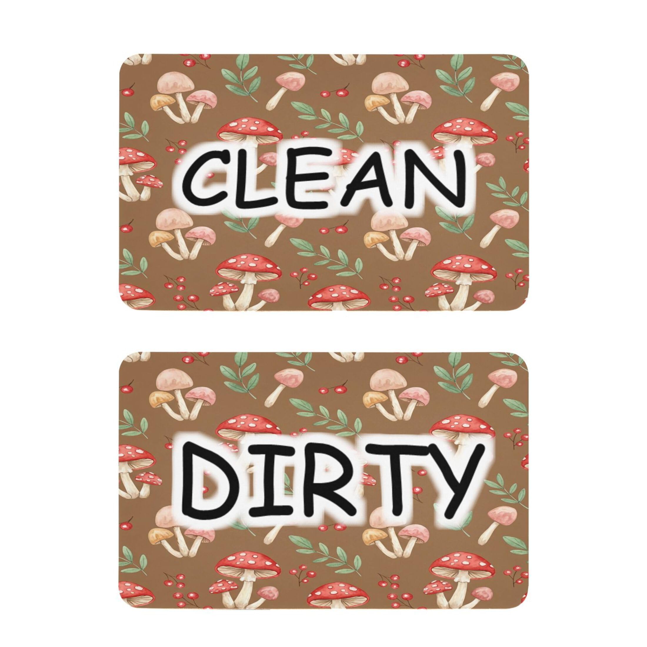 Kutsu Dishwasher Magnet Clean Dirty Sign Indicator, Mushrooms Fridge Magnet, Easy to Read, 2 Pack