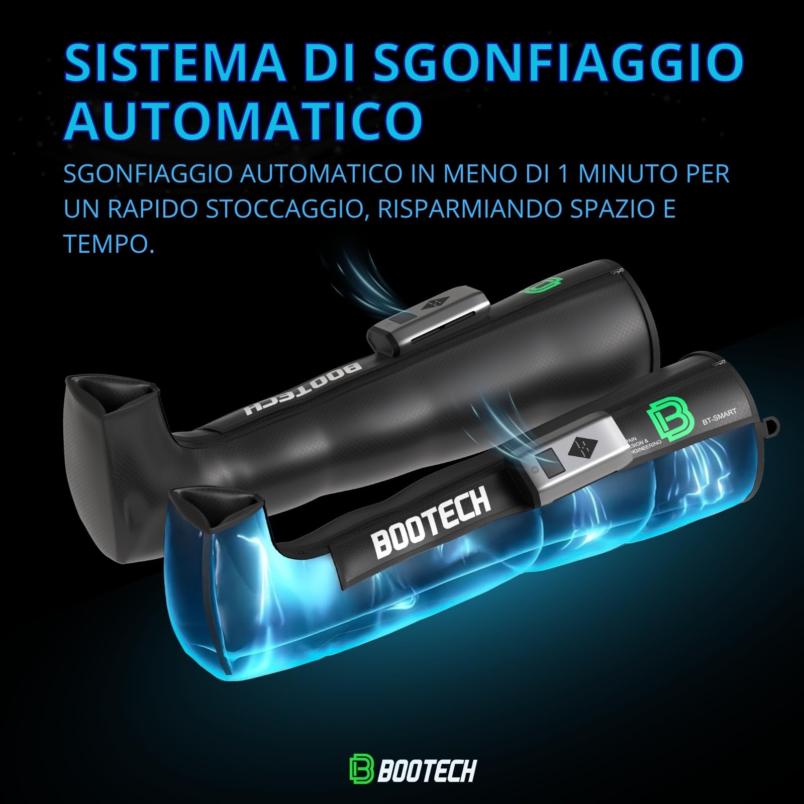 BOOTECH Pressoterapia Wireless per Casa, Massaggiatore Gambe Stanche, Recovery Boots Migliora Circolazione, Recupero Muscolare, Drenaggio Linfatico, Anticellulite, Batteria 3H Controllo App (L)