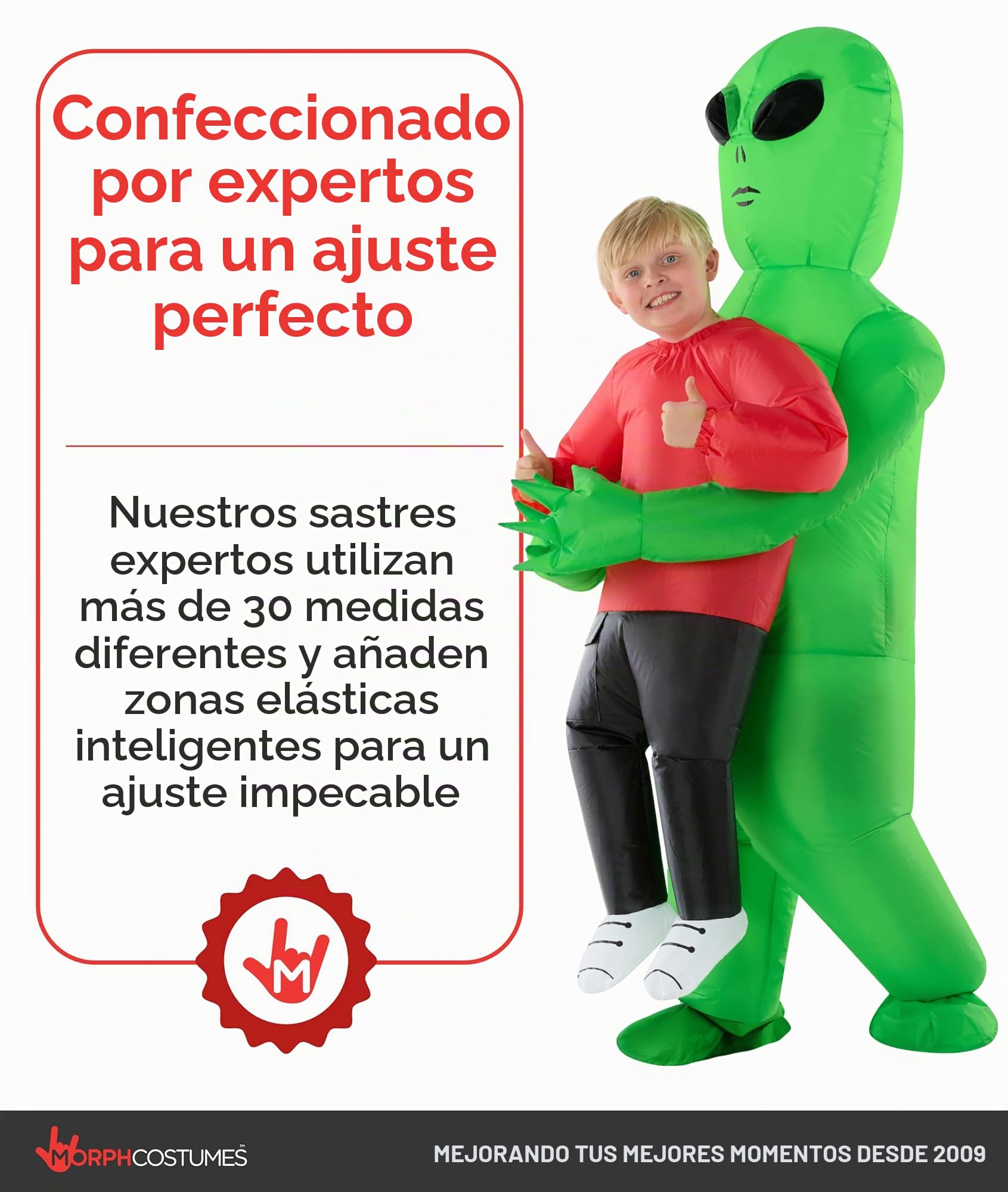 Morph Disfraz de alienígena para niños (4-6 años), disfraz inflable de alienígena abducido rojo para niños, disfraz de Halloween para niños