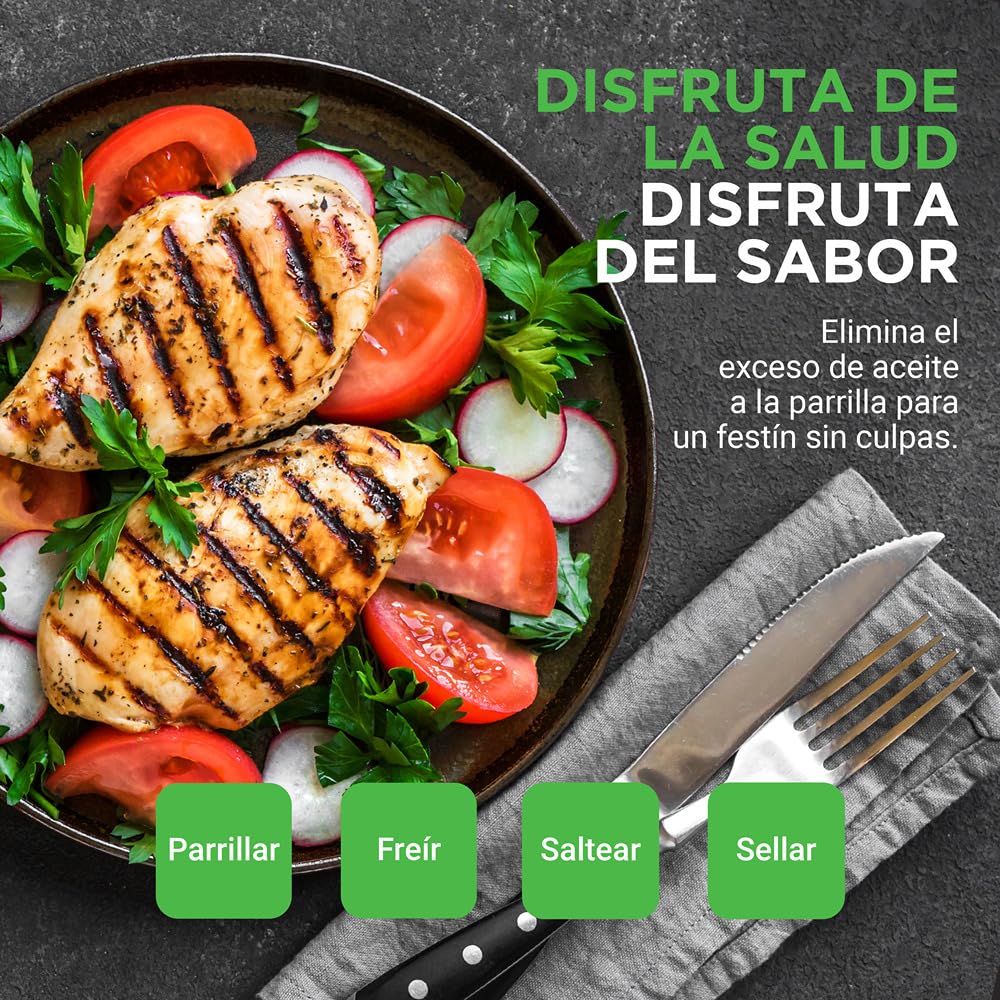 NutriChef Placa de Hierro Fundido, para Horno, Estufas, Plancha Reversible, Incluye Guante de Silicona, Parrilla