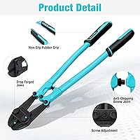 Vista 3 de DURATECH Cortador de pernos resistente de 18 pulgadas para varillas, pernos, remaches, cadenas y alambres de acero, mango de agarre de goma