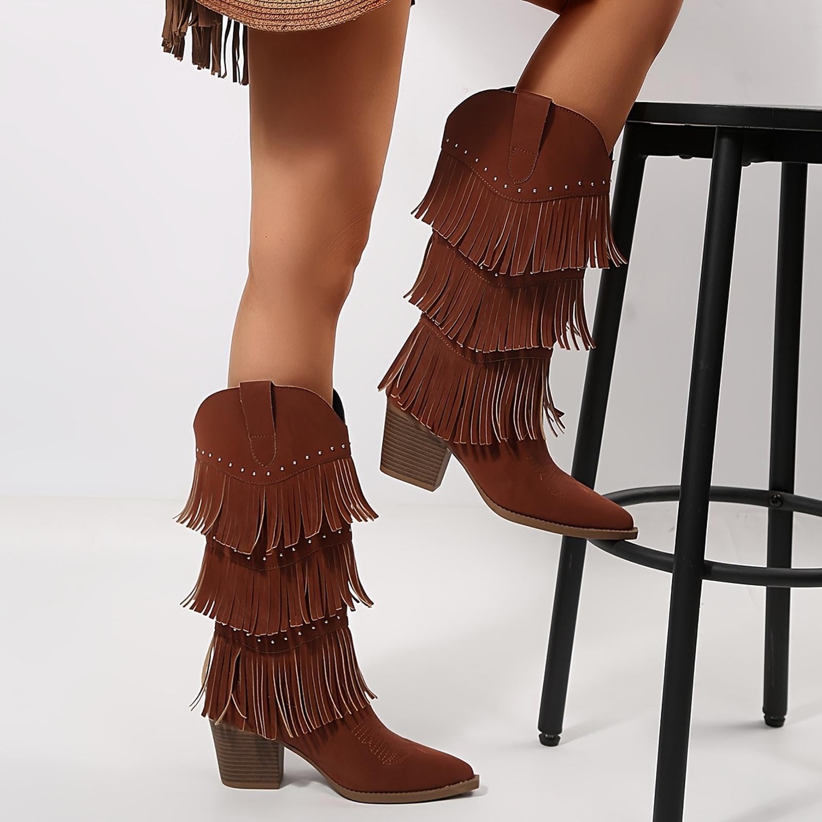 Bottines Femme Talon Bloc Bout Pointu Zip Latéral Coupe Structurée