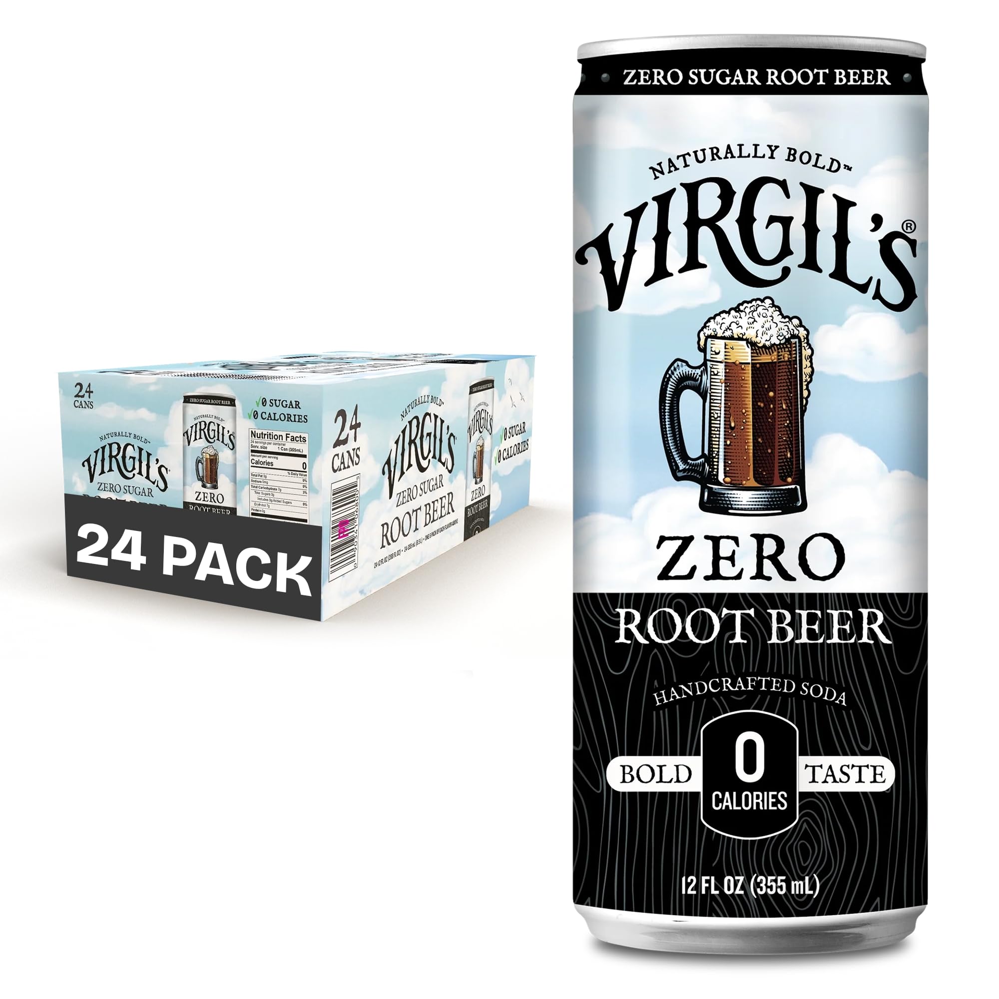 Amazon.com : Virgil's Root Beer Zero Sugar Soda, Pack of 24 (12 fl