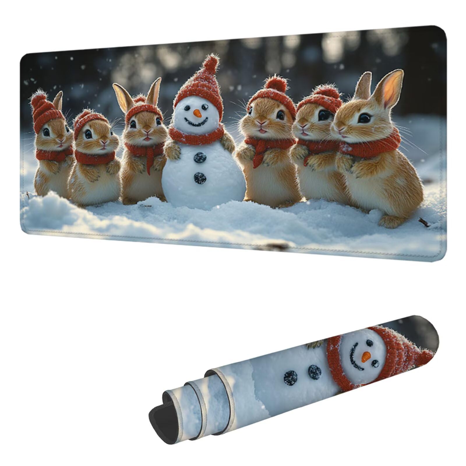 Tappetino Mouse Inverno Tappetino Mouse XXL 1200x600 mm, Animale Mousepad Sottomano Scrivania con Base in Gomma Antiscivolo, per Migliorare Precisione e Veloci Gaming Mousepad, Regalo per Uomo H-6082