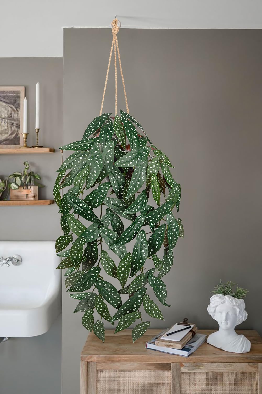 Villa Como Planta artificial en maceta, plantas colgantes Pothos
