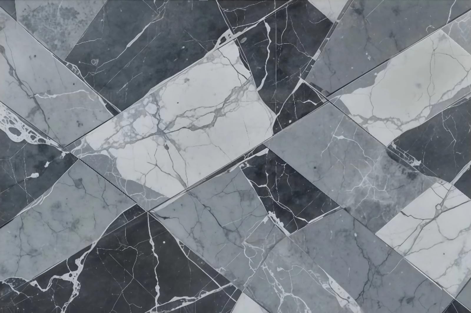 Tapeta nowoczesna minimalistyczna czarno-biała marmurowa łupek geometryczny wzór łączenie TV sofa tło ściana sypialnia salon gabinet mural, 3D, 430 x 300 cm