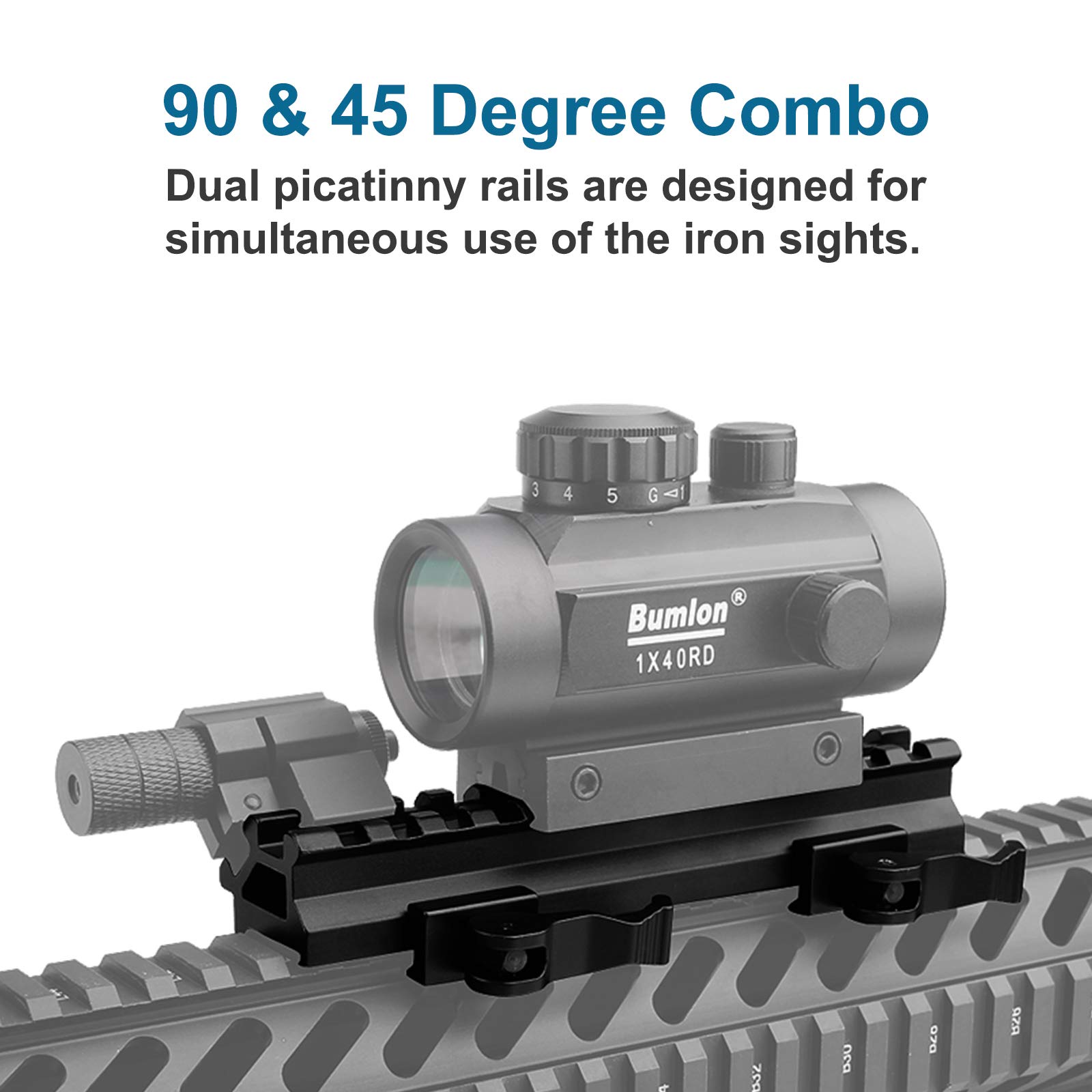 Taktyczna szyna Picatinny Riser Mount Rails Dual 90 i 45 stopni Quick Release Detach 13-slot średni profil do celownika punktowego Red Dot Scope Wyposażenie Optics