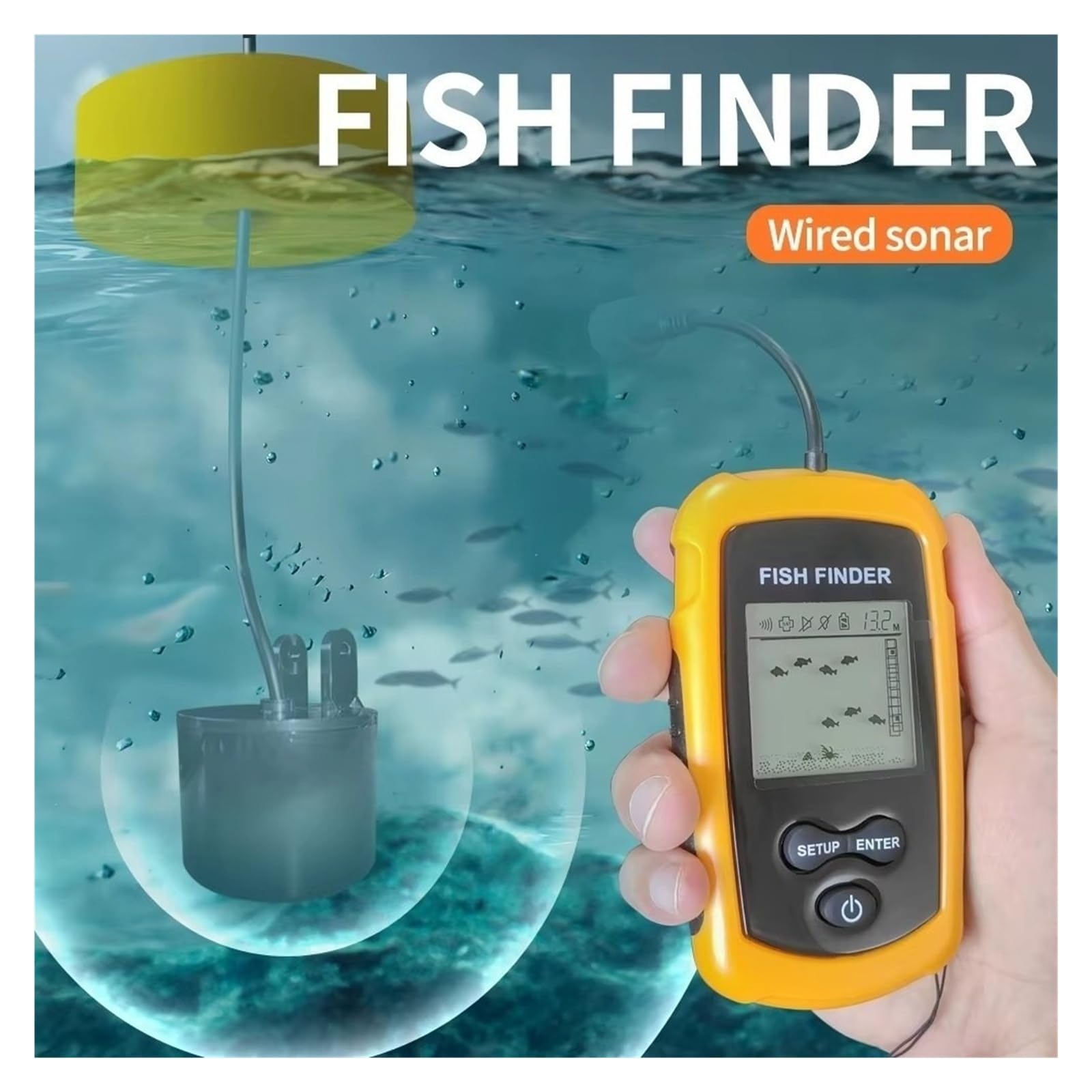 Ecoscandaglio, Ecoscandaglio portatile palmare wireless lanciabile con profondità di 100 m