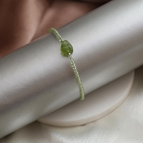 Miniatura 2 de Gempires Mothers Day Gift Peridot Beads with Raw Peridot Bracelet for Women, Peridot Beaded Jewelry, 2.4-2.5 mm Faceted Beads, August Birthstone,