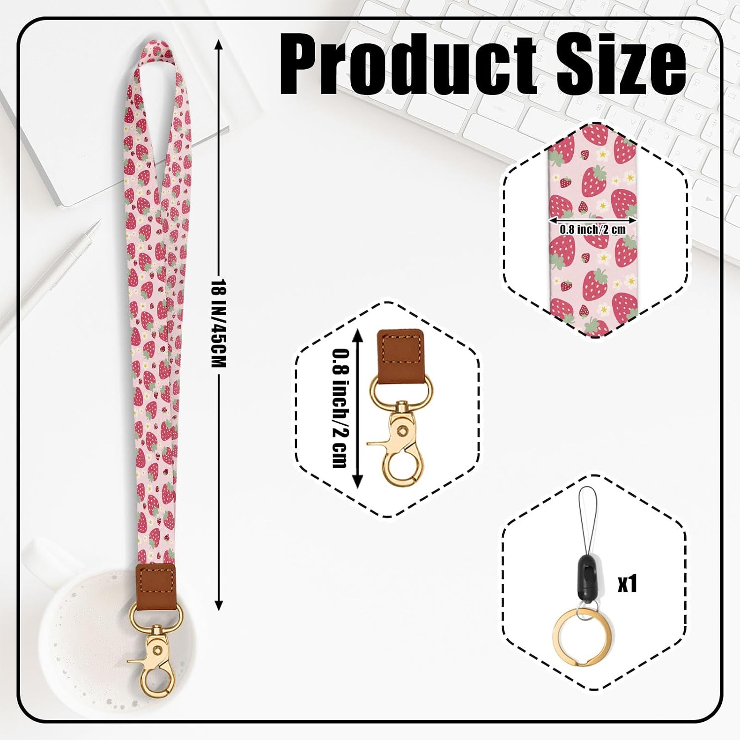 Lanyard for Keys, Cute Keychain Long Keychain Neck Lanyard Key Chain Women for ID Badges Holders Wallet Car Keys image 3