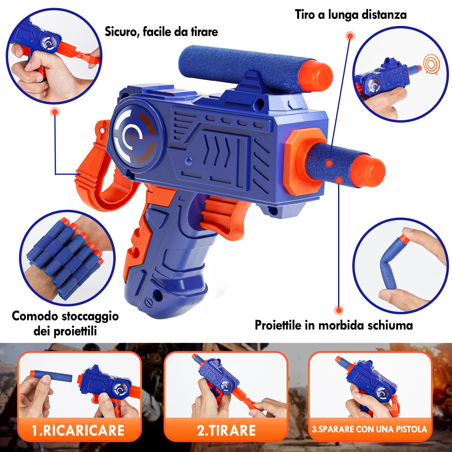 Lehoo Castle Bersaglio Nerf, Bersaglio Digitale per Pistole Nerf, Viene Fornito con 1 Blaster, 20 Colpi di Munizioni in Schiuma, 2 Cinturini da Polso(Nero)