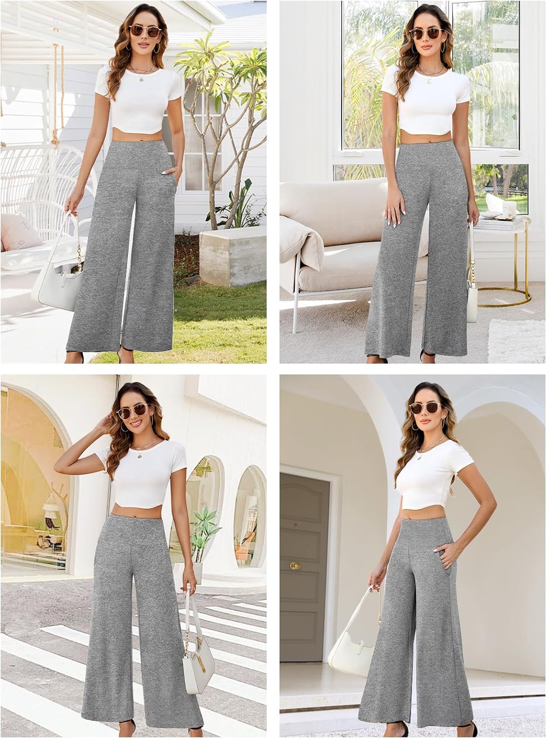 Arolina Women's Stretchy Wide Leg Palazzo Lounge Pants with Pockets Casual Comfy High Waist Palazzo Pants for Women Dressy - Image 5