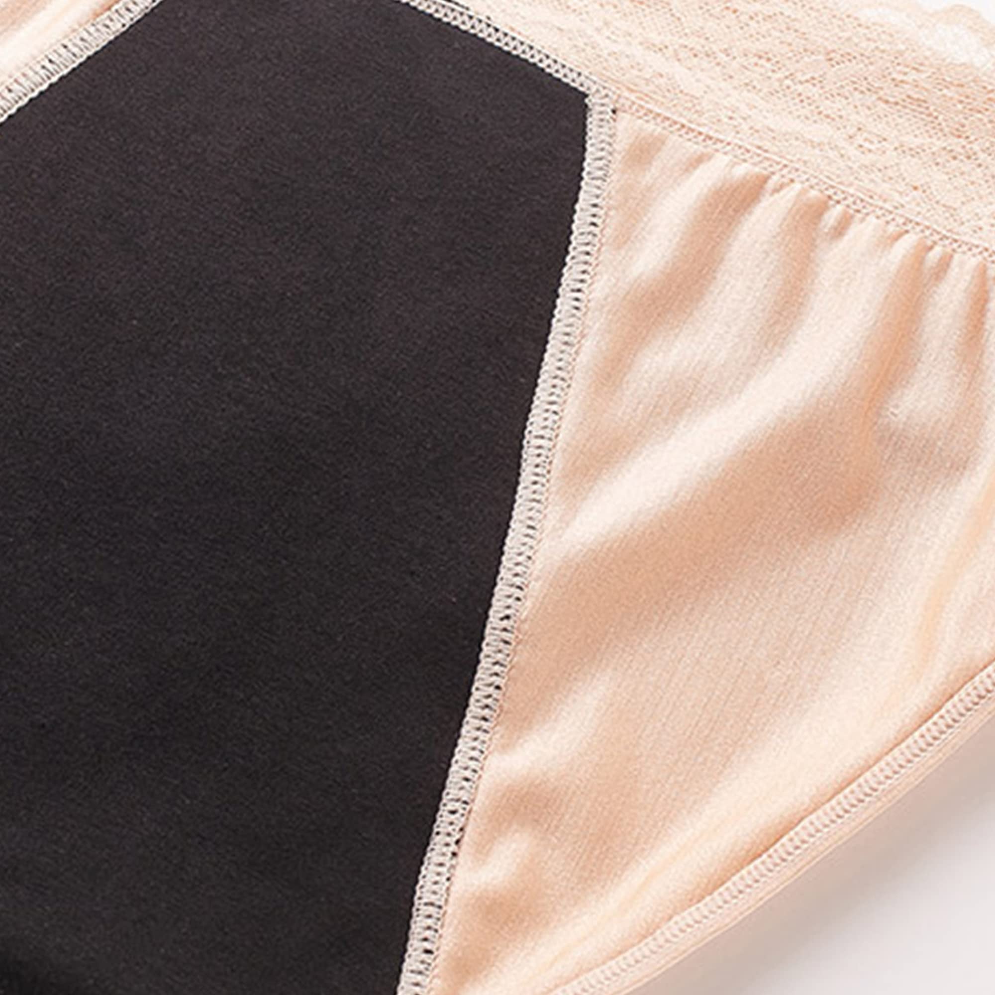 Calzoncillos fisiológicos de encaje de cuatro capas para mujer, cintura alta, transpirable, sexy, ropa interior cómoda y suave (albaricoque, 5 piezas, L)